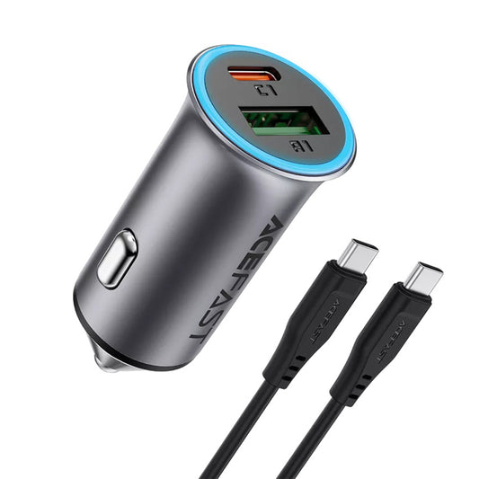 Auto nabíjačka s USB-C káblom Acefast B16, 95W, 3.25A, 1 x USB-A - 1 x USB-C, Sivá