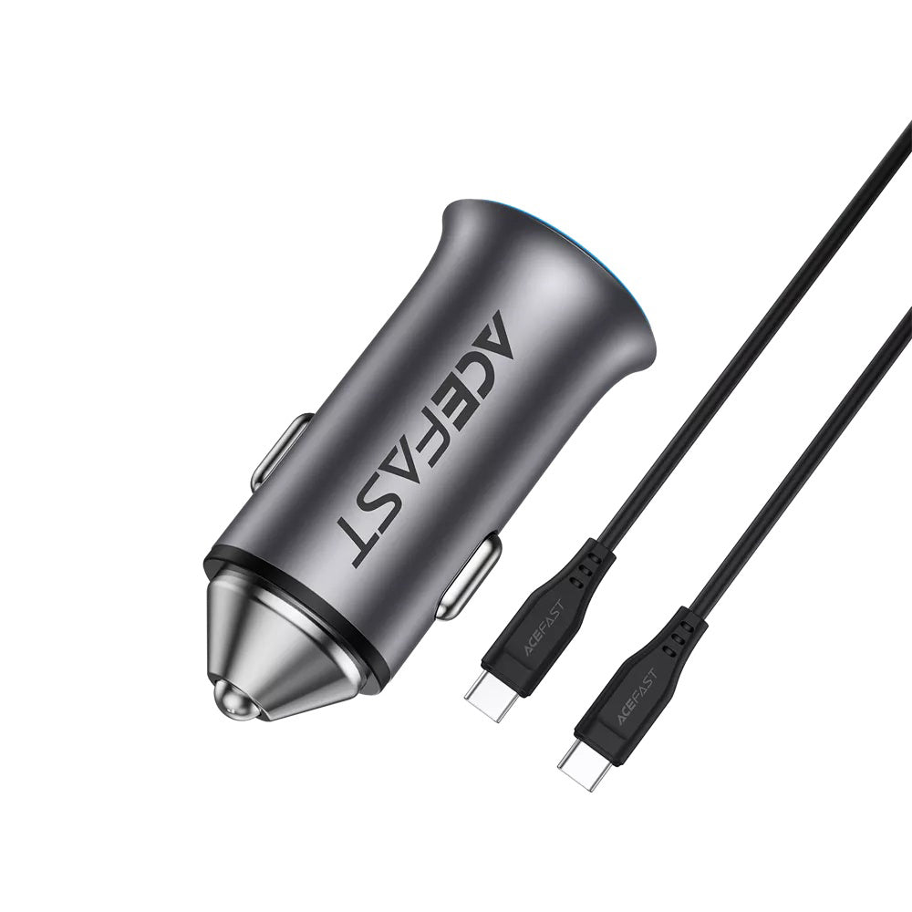 Auto nabíjačka s USB-C káblom Acefast B16, 95W, 3.25A, 1 x USB-A - 1 x USB-C, Sivá