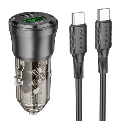 Auto nabíjačka s USB-C káblom Borofone BZ25 Journey, 38W, 3A, 1 x USB-A - 1 x USB-C, Čierna