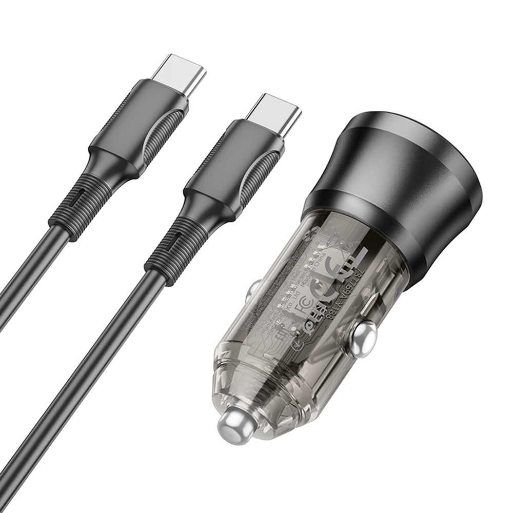 Auto nabíjačka s USB-C káblom Borofone BZ25 Journey, 38W, 3A, 1 x USB-A - 1 x USB-C, Čierna