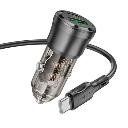 Auto nabíjačka s USB-C káblom Borofone BZ25 Journey, 38W, 3A, 1 x USB-A - 1 x USB-C, Čierna