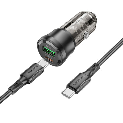 Auto nabíjačka s USB-C káblom Borofone BZ25 Journey, 38W, 3A, 1 x USB-A - 1 x USB-C, Čierna