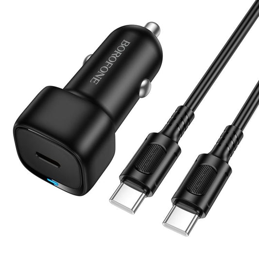 Auto nabíjačka s USB-C káblom Borofone BZ34A Cloud, 20W, 3A, 1 x USB-C, Čierna
