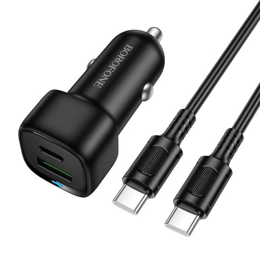 Auto nabíjačka s USB-C káblom Borofone BZ34B Cloud, 20W, 3A, 1 x USB-A - 1 x USB-C, čierna