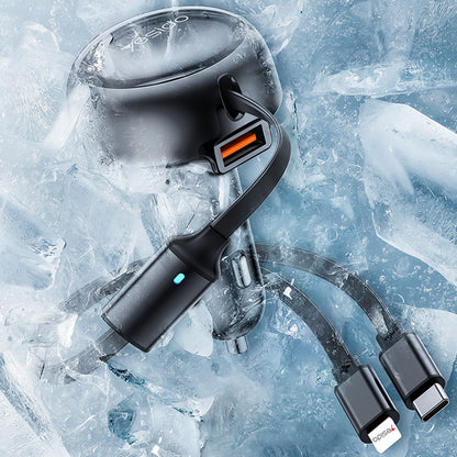 Auto nabíjačka s káblom USB-C / Lightning Yesido Y61, 53W, 3A, 1 x USB-A, Čierna