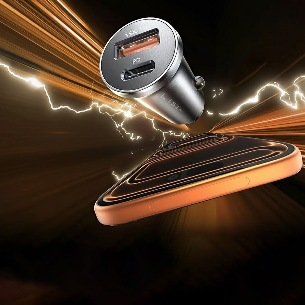 Auto nabíjačka s USB-C káblom Lisen, 51W, 3A, 1 x USB-A - 1 x USB-C, Tmavomodrá YL0223080047