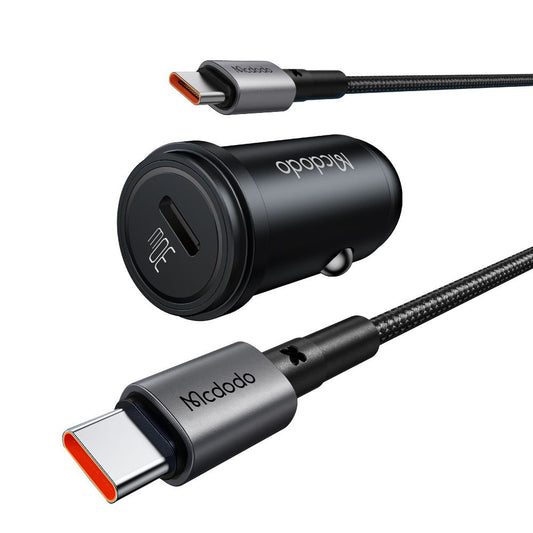 Auto nabíjačka s káblom USB-C McDodo CC-7493 Obsidian, 30W, 3A, 1 x USB-C, Čierna