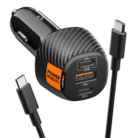 Auto nabíjačka s USB-C káblom Spigen EV1133, 113W, 3.25A, 1 x USB-A - 2 x USB-C, čierna