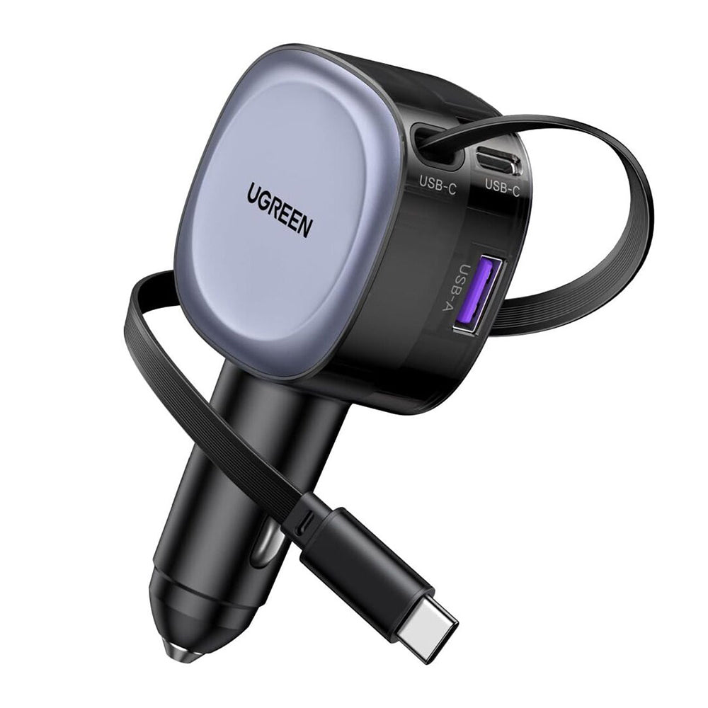 Auto nabíjačka s USB-C káblom UGREEN EC601, 75W, 3A, 1 x USB-A - 1 x USB-C, Sivá