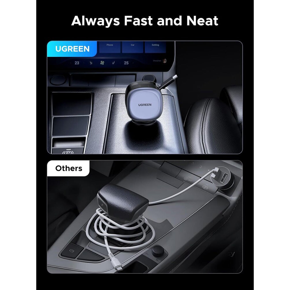 Auto nabíjačka s USB-C káblom UGREEN EC601, 75W, 3A, 1 x USB-A - 1 x USB-C, Sivá