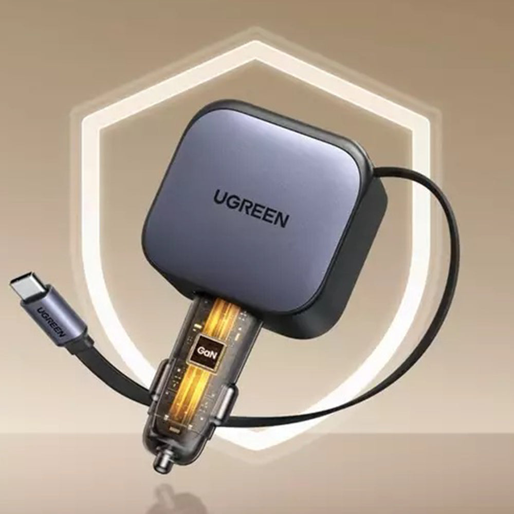 Auto nabíjačka s USB-C káblom UGREEN EC603, 90W, 3A, 1 x USB-A - 1 x USB-C, Sivá