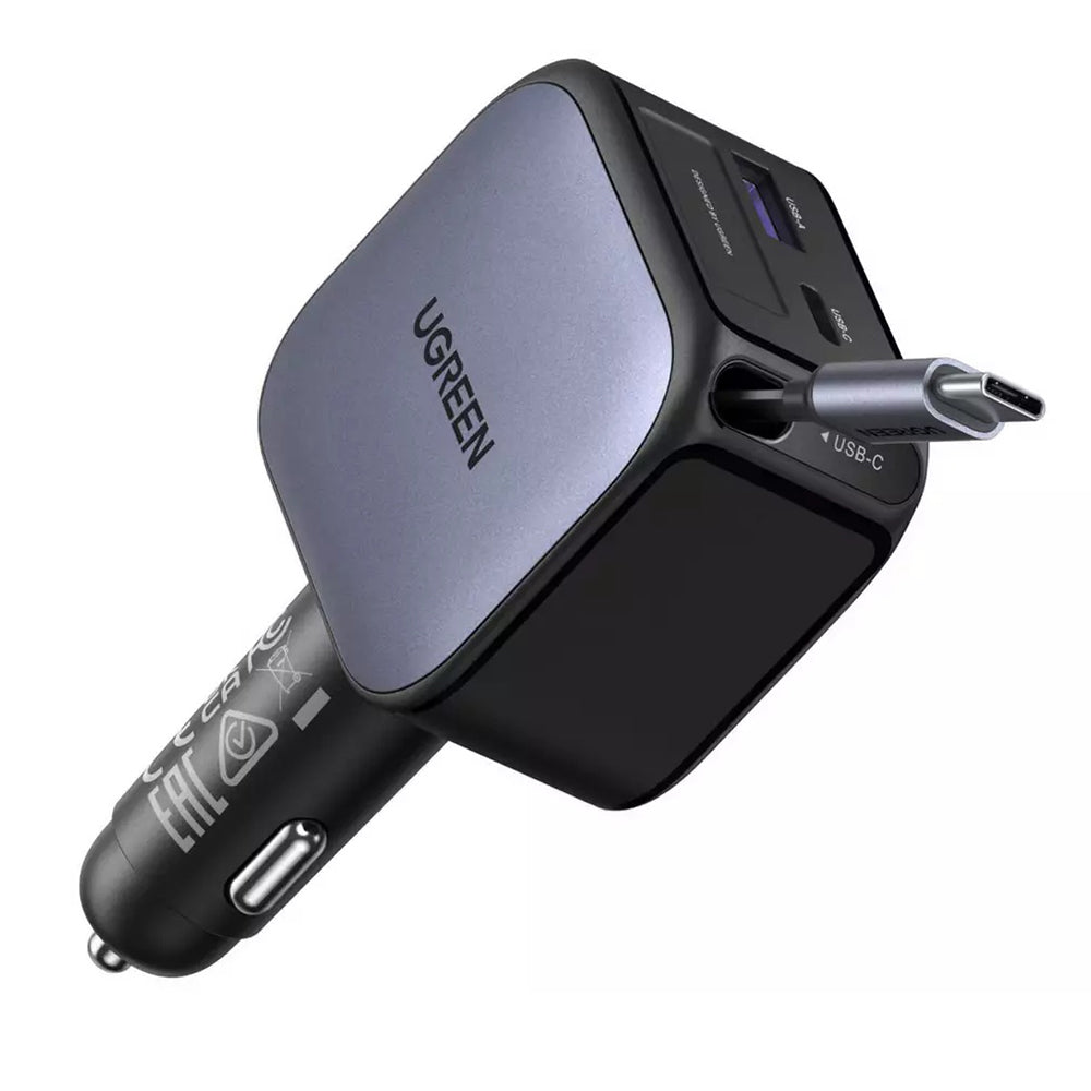 Auto nabíjačka s USB-C káblom UGREEN EC603, 90W, 3A, 1 x USB-A - 1 x USB-C, Sivá