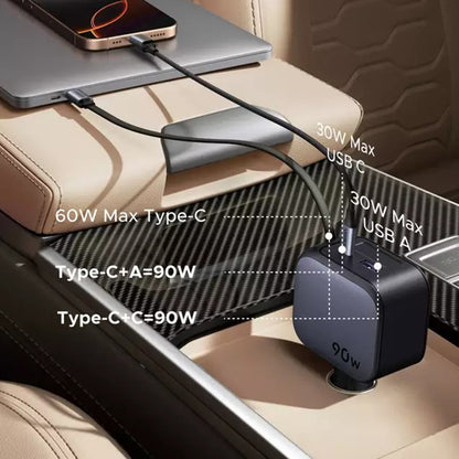 Auto nabíjačka s USB-C káblom UGREEN EC603, 90W, 3A, 1 x USB-A - 1 x USB-C, Sivá