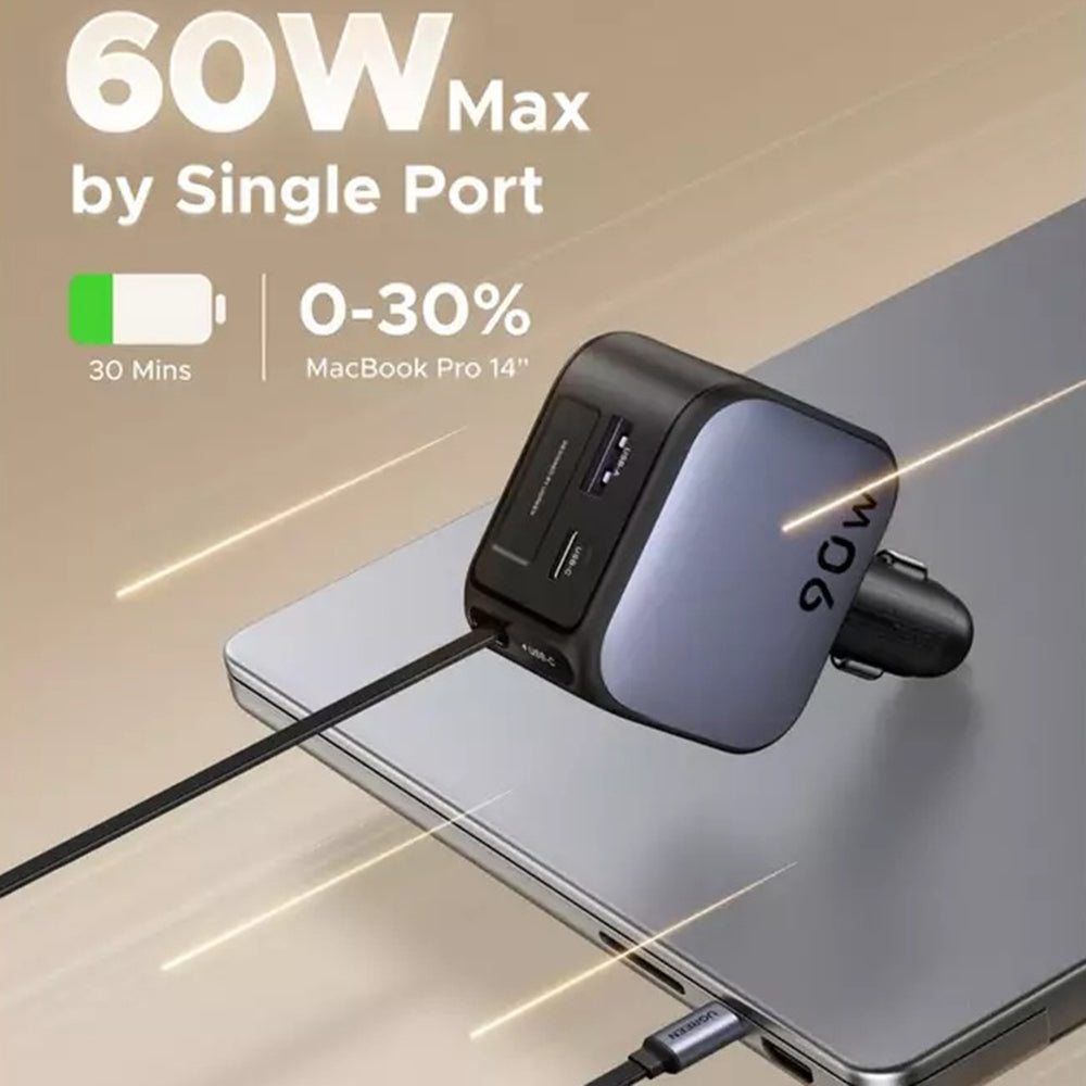 Auto nabíjačka s USB-C káblom UGREEN EC603, 90W, 3A, 1 x USB-A - 1 x USB-C, Sivá