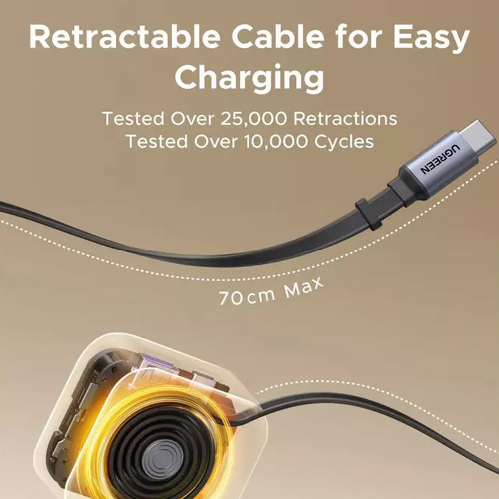 Auto nabíjačka s USB-C káblom UGREEN EC603, 90W, 3A, 1 x USB-A - 1 x USB-C, Sivá