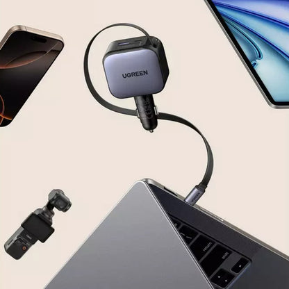 Auto nabíjačka s USB-C káblom UGREEN EC603, 90W, 3A, 1 x USB-A - 1 x USB-C, Sivá