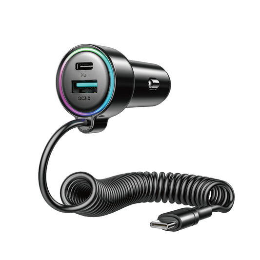 Auto nabíjačka s káblom USB-C Joyroom JR-CL07, 90W, 3A, 1 x USB-A - 1 x USB-C, Čierna