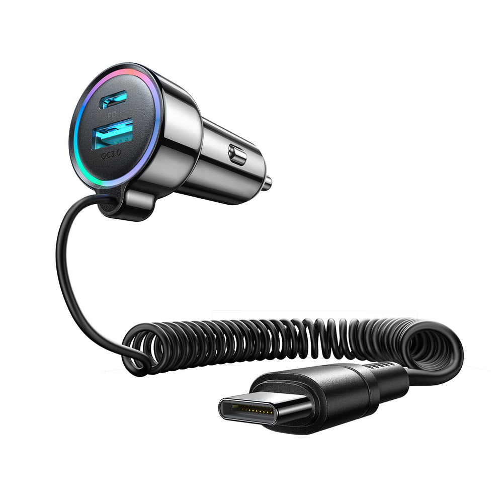 Auto nabíjačka s káblom USB-C Joyroom JR-CL07, 90W, 3A, 1 x USB-A - 1 x USB-C, Čierna