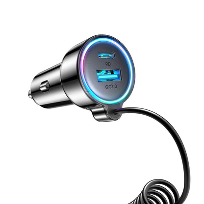 Auto nabíjačka s káblom USB-C Joyroom JR-CL07, 90W, 3A, 1 x USB-A - 1 x USB-C, Čierna