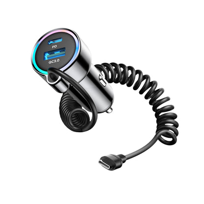 Auto nabíjačka s káblom USB-C Joyroom JR-CL07, 90W, 3A, 1 x USB-A - 1 x USB-C, Čierna
