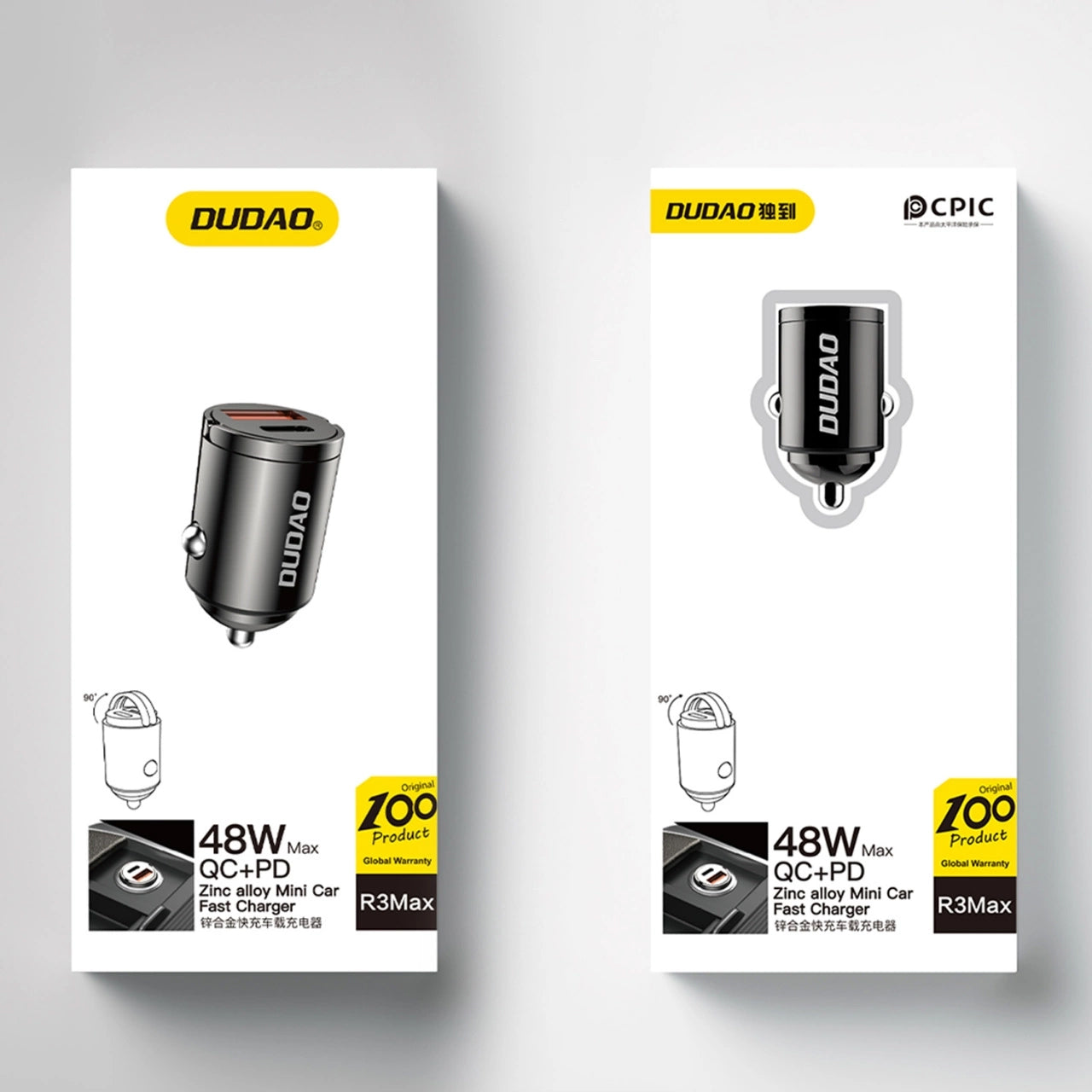 Auto nabíjačka Dudao R3MAX, 48W, 3A, 1 x USB-A - 1 x USB-C, Čierna