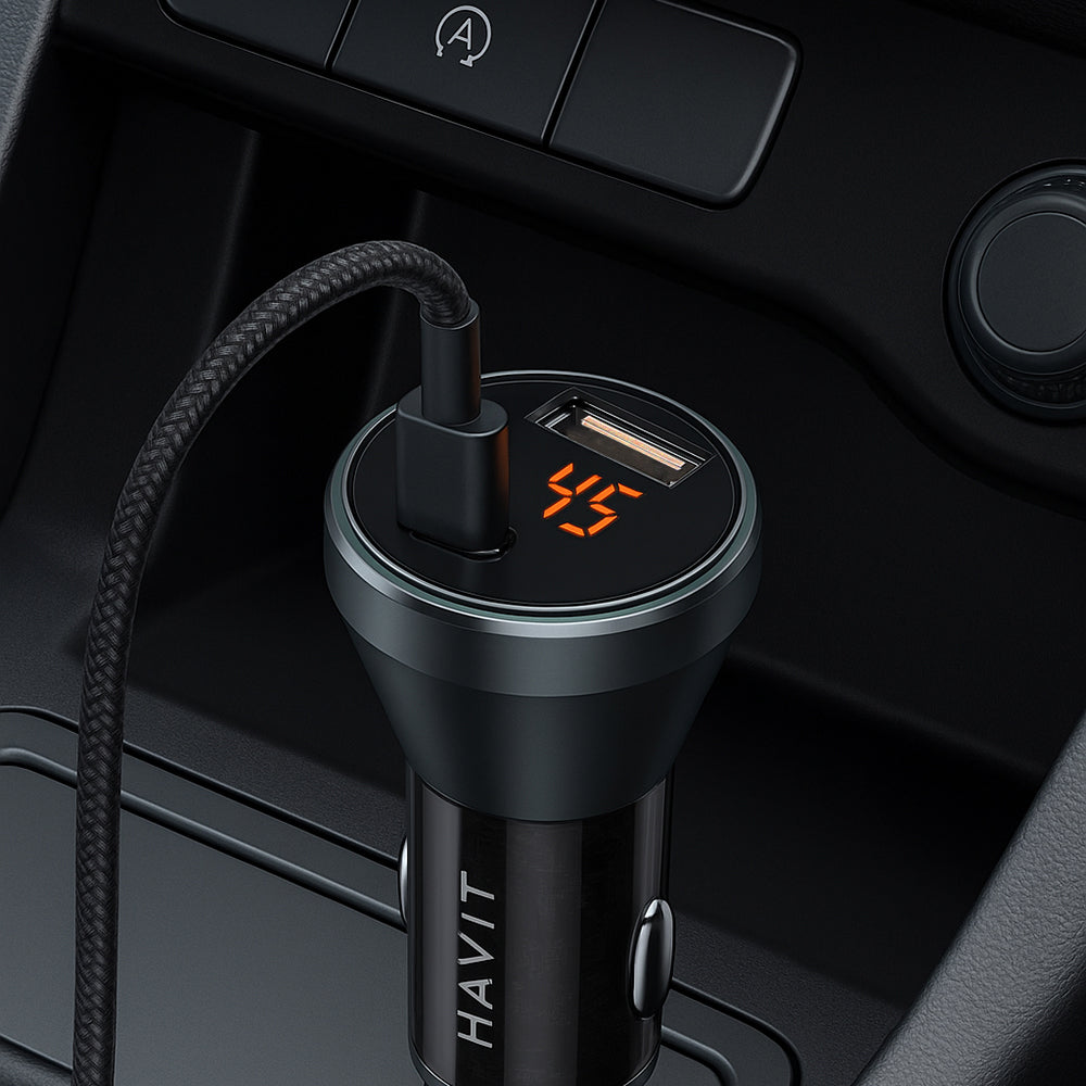 Auto nabíjačka HAVIT CC2017, 45W, 3A, 1 x USB-A - 1 x USB-C, Čierno Modrá