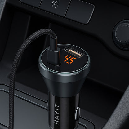Auto nabíjačka HAVIT CC2017, 45W, 3A, 1 x USB-A - 1 x USB-C, Čierno Modrá