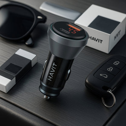 Auto nabíjačka HAVIT CC2017, 45W, 3A, 1 x USB-A - 1 x USB-C, Čierno Modrá