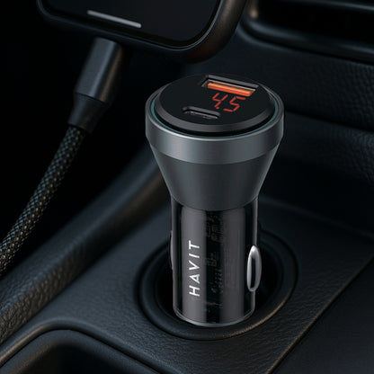Auto nabíjačka HAVIT CC2017, 45W, 3A, 1 x USB-A - 1 x USB-C, Čierno Modrá