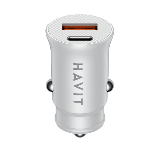HAVIT CC2022 Car Charger, 20W, 3A, 1 x USB-A - 1 x USB-C, White