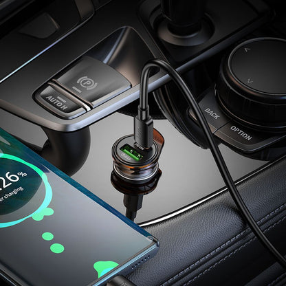 Auto nabíjačka HOCO NZ16A, 43W, 3A, 1 x USB-A - 1 x USB-C, Sivá