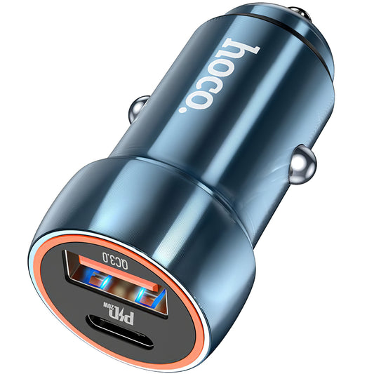 Auto nabíjačka HOCO Z46A, 20W, 3A, 1 x USB-A - 1 x USB-C, Modrá
