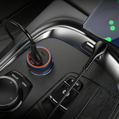 HOCO Z46A Car Charger, 20W, 3A, 1 x USB-A - 1 x USB-C, Blue