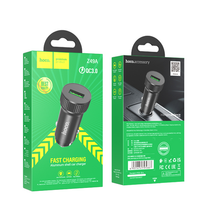 Auto nabíjačka HOCO Z49A, 18W, 3A, 1 x USB-A, čierna