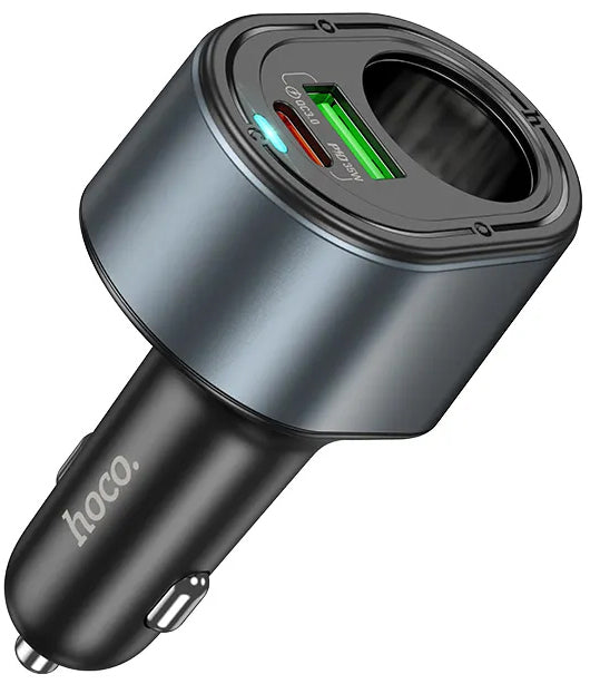 Auto nabíjačka HOCO Z56, 35W, 3A, 1 x USB-A - 1 x USB-C - 1 x Predlžovací kábel do zapaľovača, Čierna