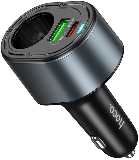 Auto nabíjačka HOCO Z56, 35W, 3A, 1 x USB-A - 1 x USB-C - 1 x Predlžovací kábel do zapaľovača, Čierna