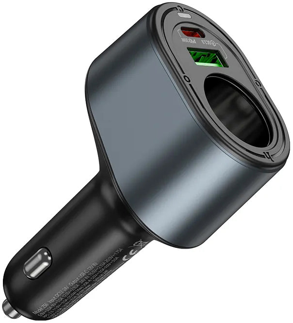 Auto nabíjačka HOCO Z56, 35W, 3A, 1 x USB-A - 1 x USB-C - 1 x Predlžovací kábel do zapaľovača, Čierna