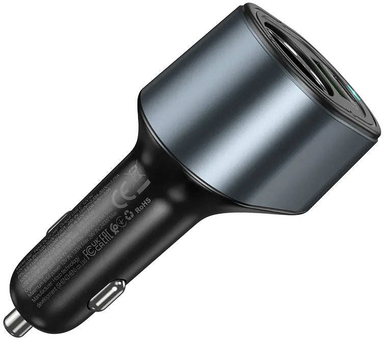 Auto nabíjačka HOCO Z56, 35W, 3A, 1 x USB-A - 1 x USB-C - 1 x Predlžovací kábel do zapaľovača, Čierna