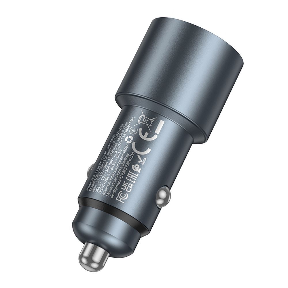 Auto nabíjačka HOCO Z60, 48W, 3A, 1 x USB-A - 1 x USB-C, Čierna