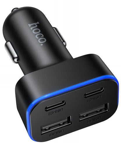 Auto nabíjačka HOCO Z63, 42W, 3A, 2 x USB-A - 2 x USB-C, Čierna