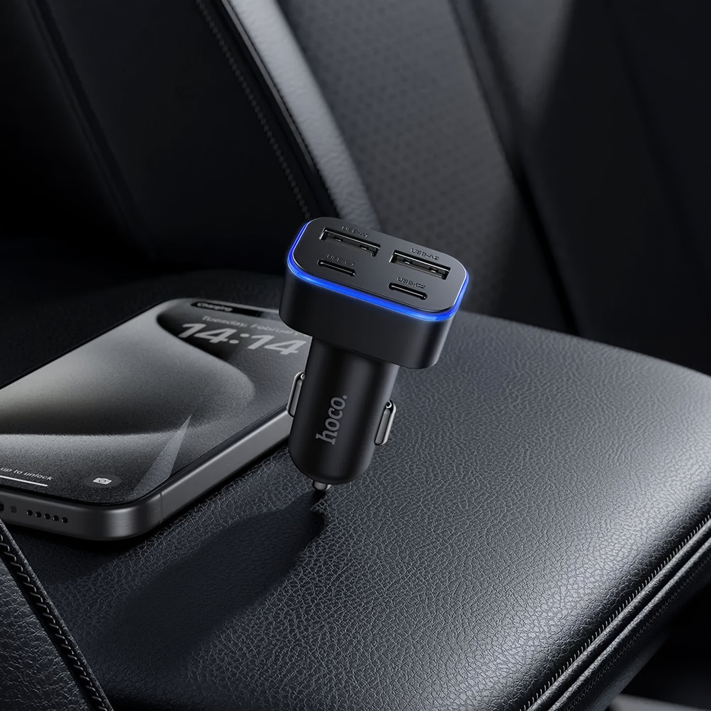 Auto nabíjačka HOCO Z63, 42W, 3A, 2 x USB-A - 2 x USB-C, Čierna