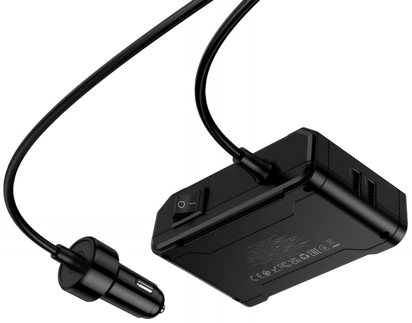 Auto nabíjačka HOCO Z64, 15.5W, 3.1A, 2 x USB-A - 2 x USB-C - 3 x Rozšírenie Zapaľovača, Čierna