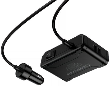 Auto nabíjačka HOCO Z64, 15.5W, 3.1A, 2 x USB-A - 2 x USB-C - 3 x Rozšírenie Zapaľovača, Čierna