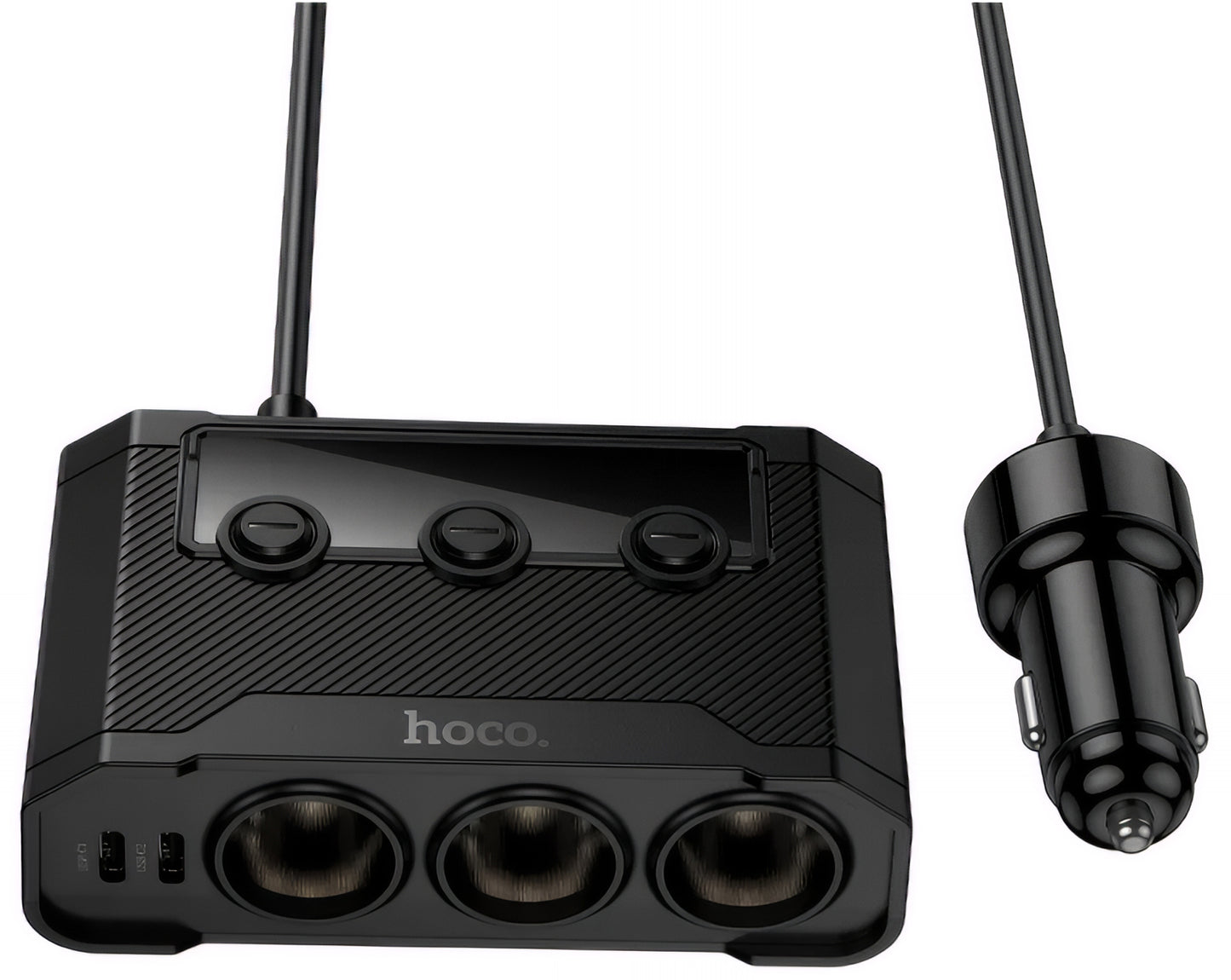 Auto nabíjačka HOCO Z64, 15.5W, 3.1A, 2 x USB-A - 2 x USB-C - 3 x Rozšírenie Zapaľovača, Čierna