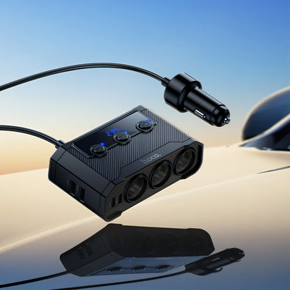 Auto nabíjačka HOCO Z64, 15.5W, 3.1A, 2 x USB-A - 2 x USB-C - 3 x Rozšírenie Zapaľovača, Čierna