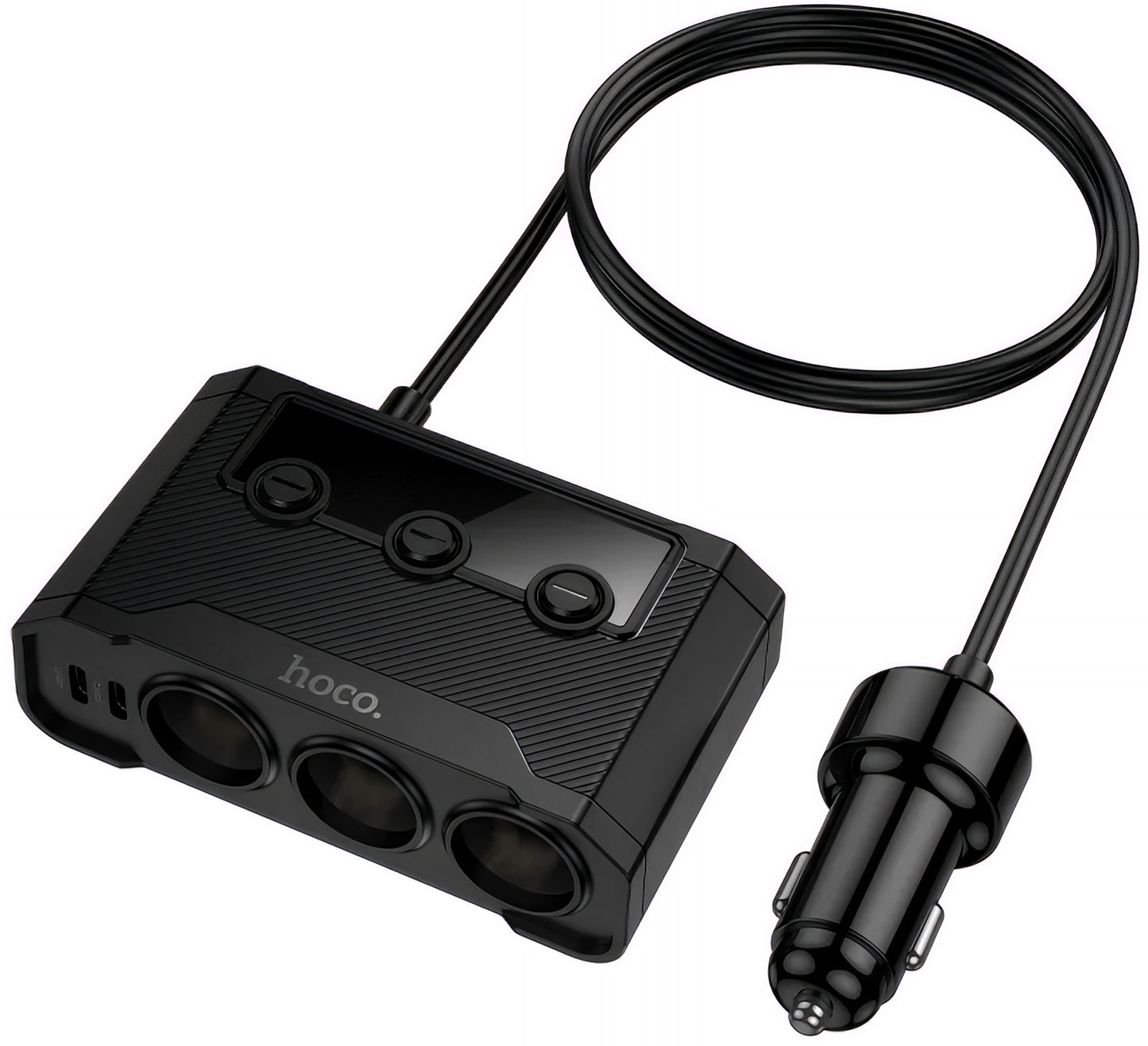 Auto nabíjačka HOCO Z64, 15.5W, 3.1A, 2 x USB-A - 2 x USB-C - 3 x Rozšírenie Zapaľovača, Čierna