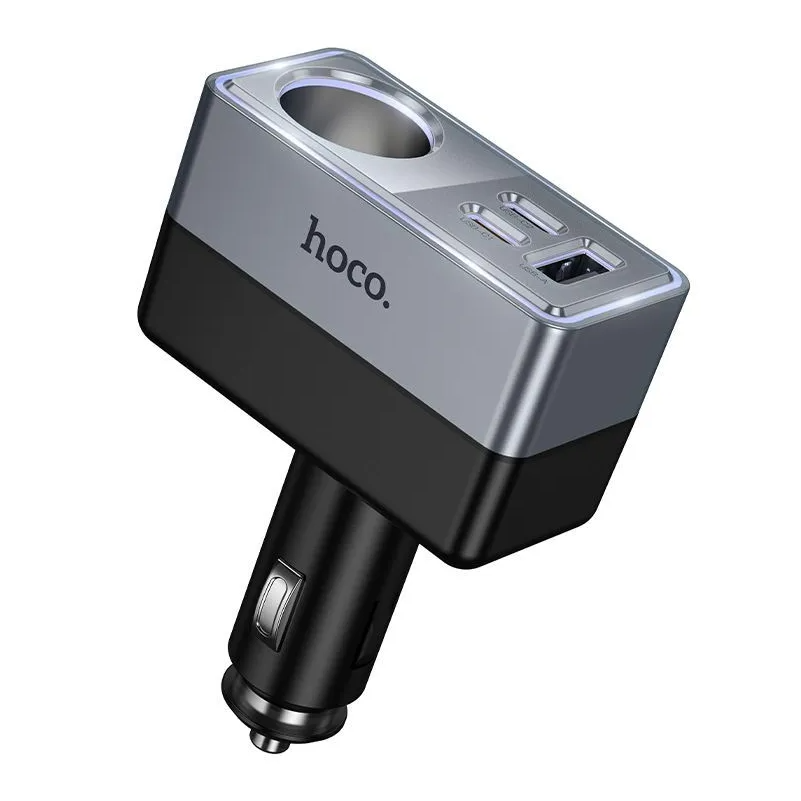 Auto nabíjačka HOCO Z65A, 165W, 3A, 1 x rozšírenie zapaľovača - 1 x USB-A - 2 x USB-C, čierna