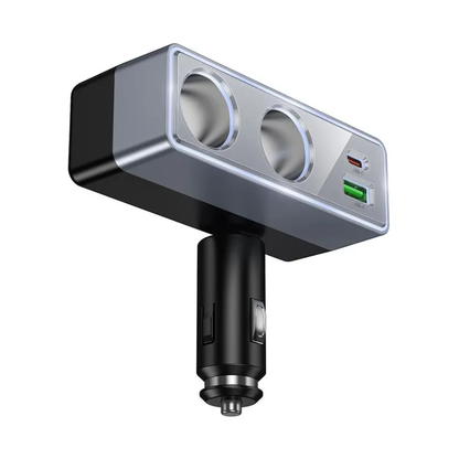 Autonabíjačka HOCO Z65B, 240W, 1 x USB-A - 1 x USB-C - 2 x Rozšírenie zapaľovača, Čierna