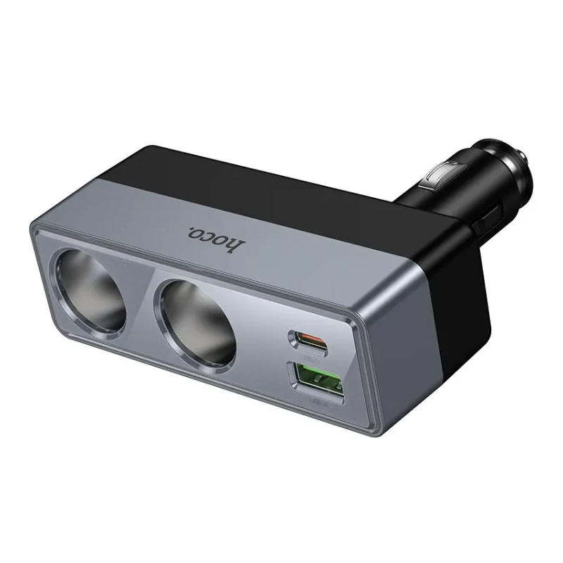 Autonabíjačka HOCO Z65B, 240W, 1 x USB-A - 1 x USB-C - 2 x Rozšírenie zapaľovača, Čierna