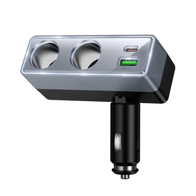 Autonabíjačka HOCO Z65B, 240W, 1 x USB-A - 1 x USB-C - 2 x Rozšírenie zapaľovača, Čierna